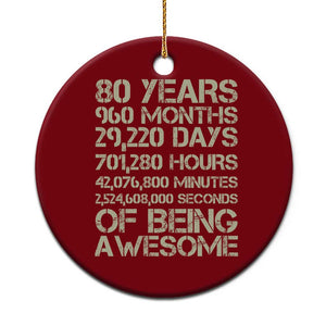 Vintage 80th Birthday Gift Ceramic Ornament 80 Years Of Being Awesome TS12 1pc Red Print Your Wear
