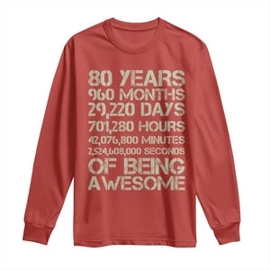 Vintage 80th Birthday Gift Long Sleeve Shirt 80 Years Of Being Awesome TS12 Red Print Your Wear
