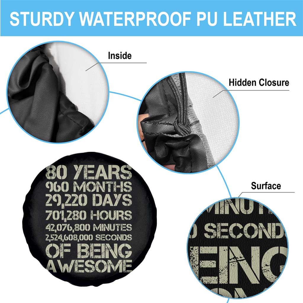 Vintage 80th Birthday Gift Spare Tire Cover 80 Years Of Being Awesome TS12 Print Your Wear