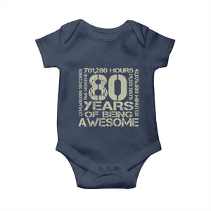 80th Milestone Birthday Baby Onesie 80 Years Of Being Awesome TS12 Navy Print Your Wear