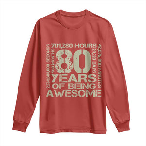 80th Milestone Birthday Long Sleeve Shirt 80 Years Of Being Awesome TS12 Red Print Your Wear