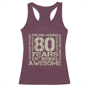 80th Milestone Birthday Racerback Tank Top 80 Years Of Being Awesome TS12 Maroon Print Your Wear