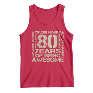 80th Milestone Birthday Tank Top 80 Years Of Being Awesome TS12 Red Print Your Wear