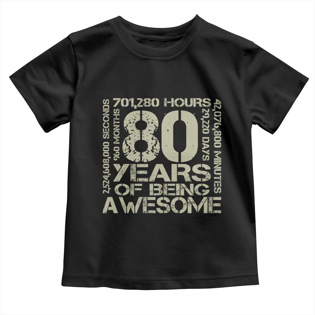 80th Milestone Birthday Toddler T Shirt 80 Years Of Being Awesome TS12 Black Print Your Wear