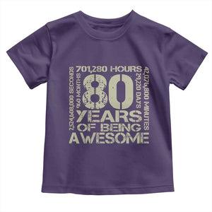80th Milestone Birthday Toddler T Shirt 80 Years Of Being Awesome TS12 Purple Print Your Wear