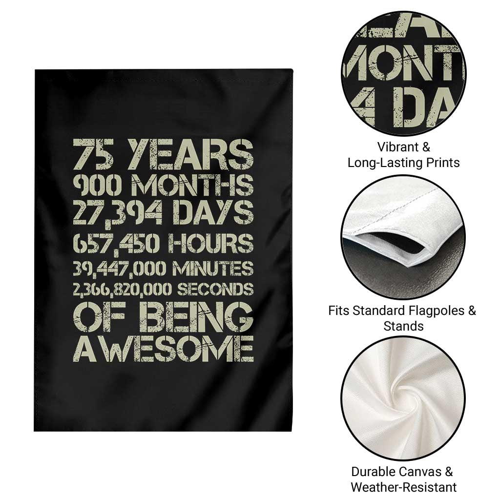 Vintage 75th Milestone Birthday Garden Flag 75 Years Of Being Awesome TS12 Print Your Wear