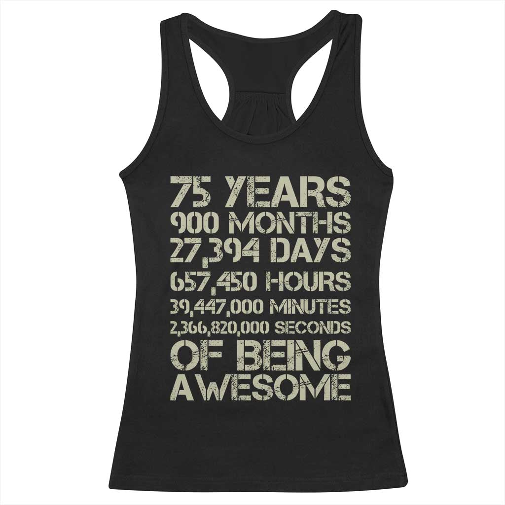 Vintage 75th Milestone Birthday Racerback Tank Top 75 Years Of Being Awesome TS12 Black Print Your Wear