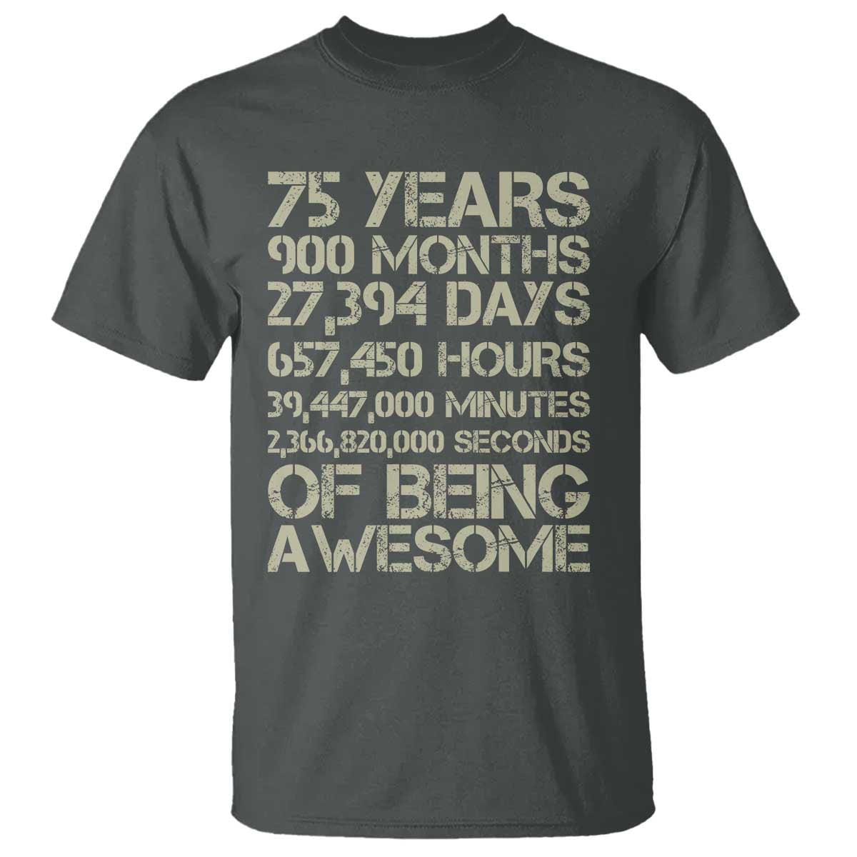 Vintage 75th Milestone Birthday T Shirt 75 Years Of Being Awesome TS12 Dark Heather Print Your Wear