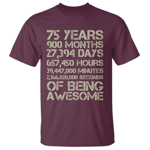 Vintage 75th Milestone Birthday T Shirt 75 Years Of Being Awesome TS12 Maroon Print Your Wear