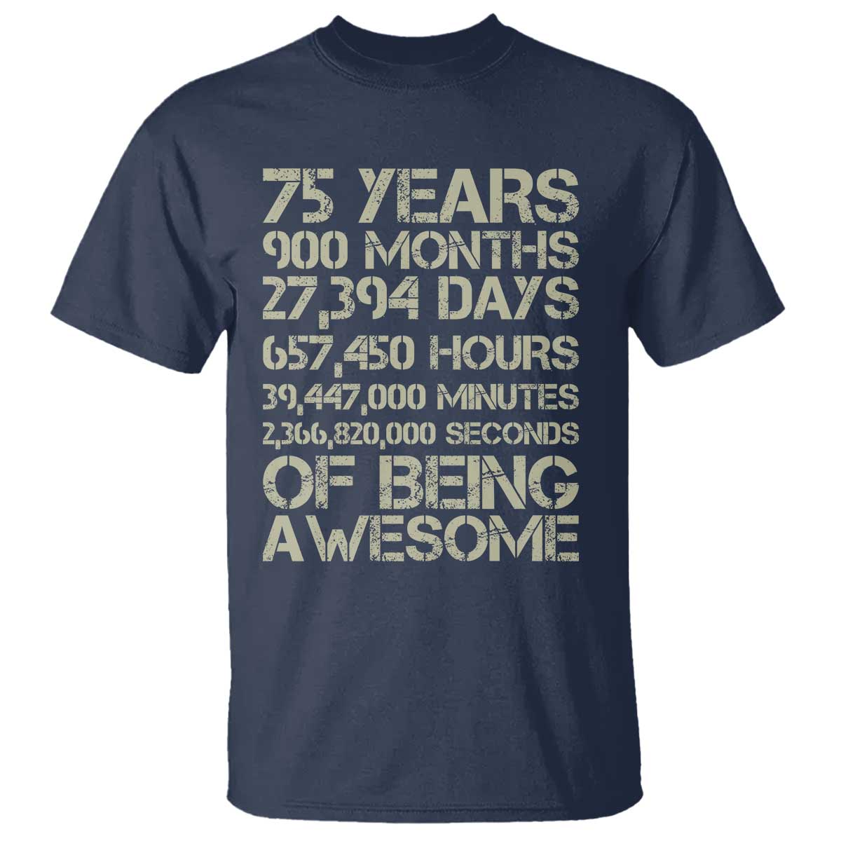 Vintage 75th Milestone Birthday T Shirt 75 Years Of Being Awesome TS12 Navy Print Your Wear