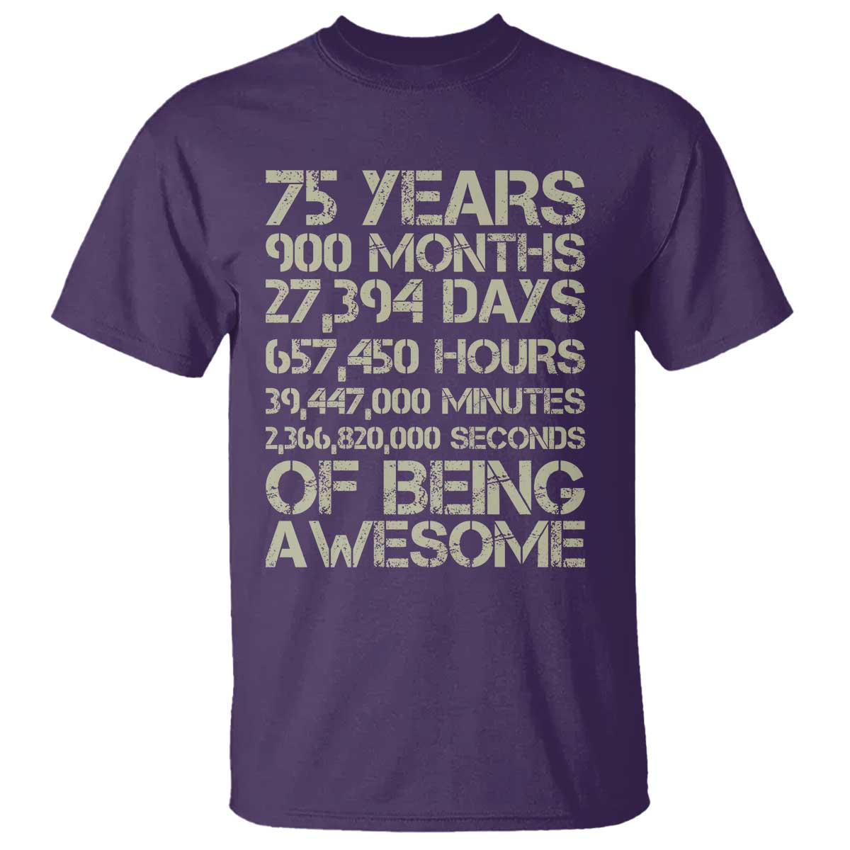 Vintage 75th Milestone Birthday T Shirt 75 Years Of Being Awesome TS12 Purple Print Your Wear