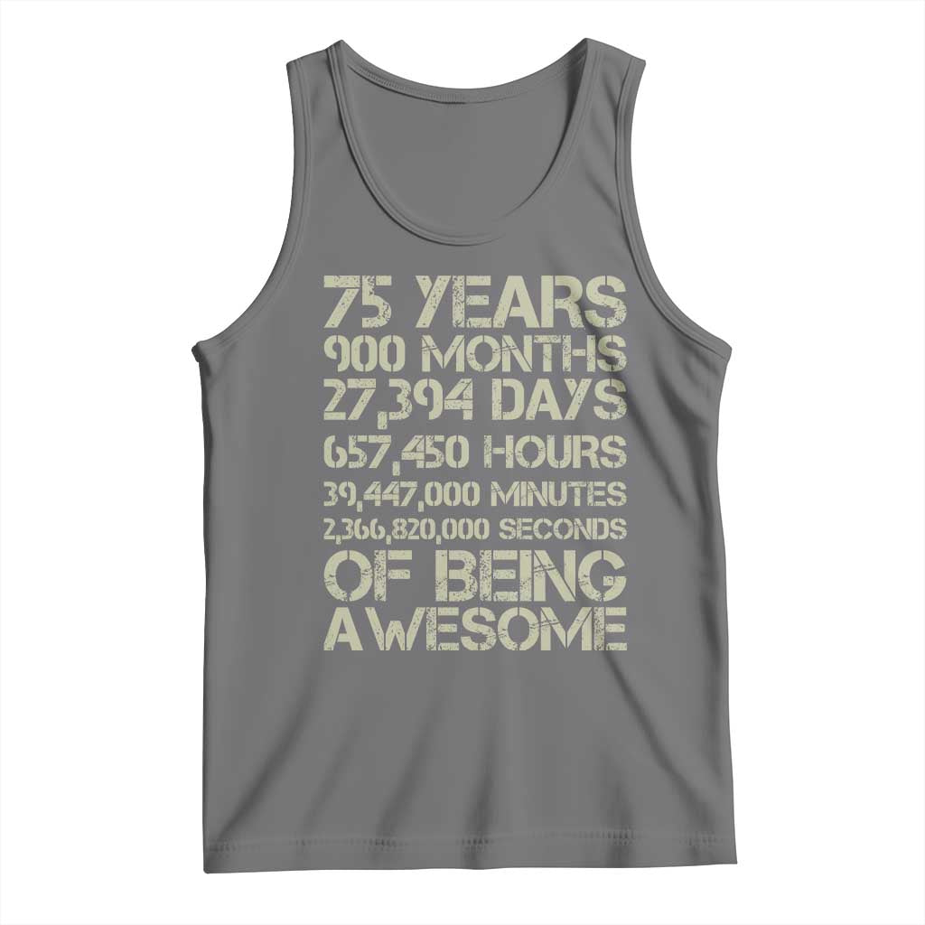 Vintage 75th Milestone Birthday Tank Top 75 Years Of Being Awesome TS12 Black Heather Print Your Wear