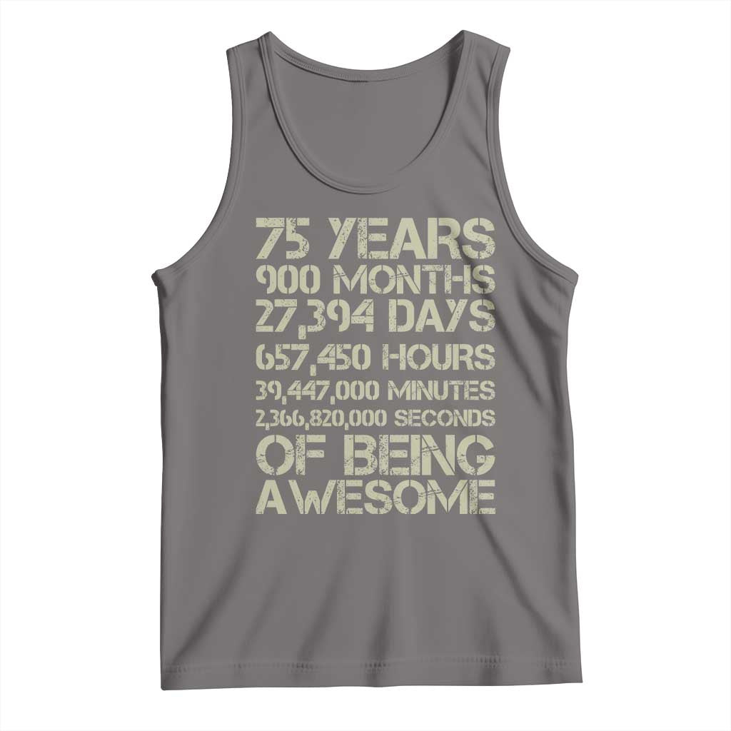 Vintage 75th Milestone Birthday Tank Top 75 Years Of Being Awesome TS12 Deep Heather Print Your Wear