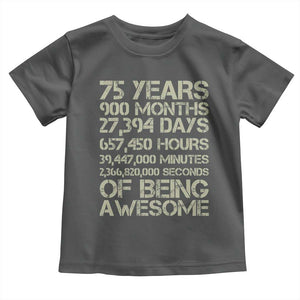 Vintage 75th Milestone Birthday Toddler T Shirt 75 Years Of Being Awesome TS12 Dark Heather Print Your Wear