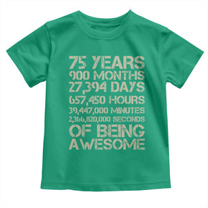 Vintage 75th Milestone Birthday Toddler T Shirt 75 Years Of Being Awesome TS12 Irish Green Print Your Wear