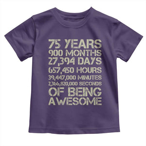 Vintage 75th Milestone Birthday Toddler T Shirt 75 Years Of Being Awesome TS12 Purple Print Your Wear