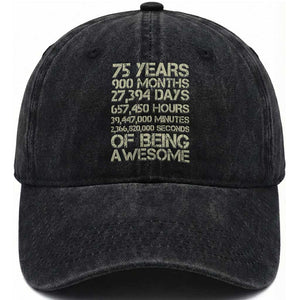 Vintage 75th Milestone Birthday Washed Cotton Baseball Cap 75 Years Of Being Awesome TS12 Print Your Wear