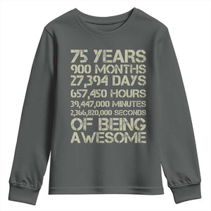 Vintage 75th Milestone Birthday Youth Sweatshirt 75 Years Of Being Awesome TS12 Dark Heather Print Your Wear