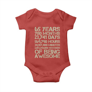 65th Milestone Birthday Gift Baby Onesie 65 Years Of Being Awesome TS12 Red Print Your Wear