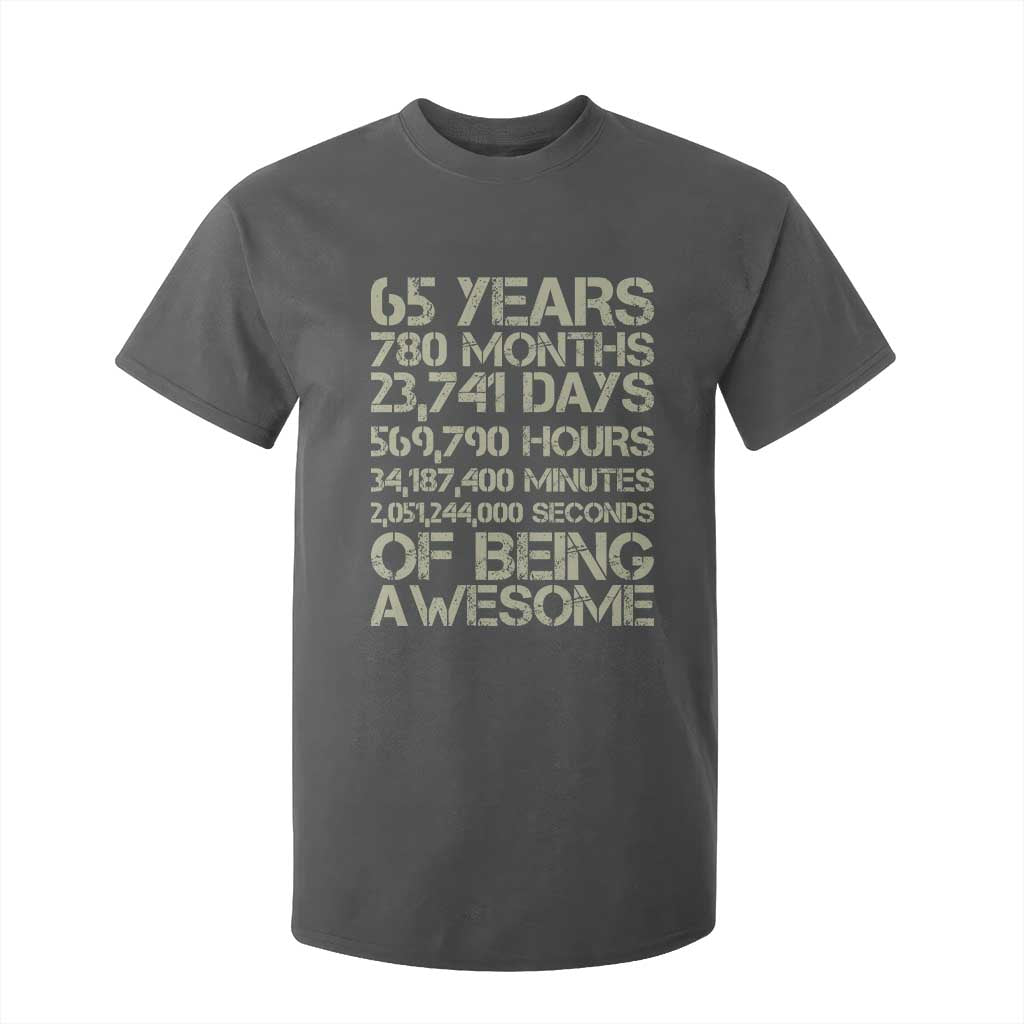 65th Milestone Birthday Gift T Shirt For Kid 65 Years Of Being Awesome TS12 Dark Heather Print Your Wear