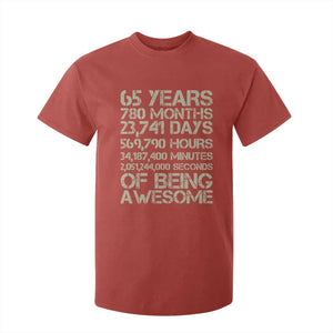 65th Milestone Birthday Gift T Shirt For Kid 65 Years Of Being Awesome TS12 Red Print Your Wear
