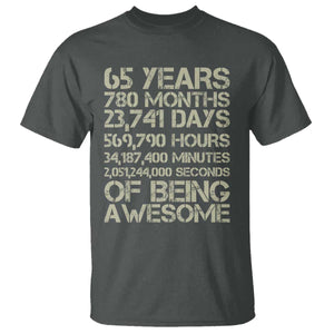 65th Milestone Birthday Gift T Shirt 65 Years Of Being Awesome TS12 Dark Heather Print Your Wear