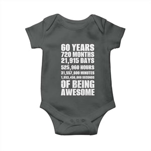 Cheers To 60 Years Birthday Baby Onesie Sixty Years Of Awesome TS12 Dark Heather Print Your Wear