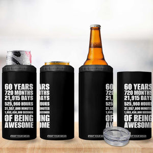 Cheers To 60 Years Birthday 4 in 1 Can Cooler Tumbler Sixty Years Of Awesome TS12 Print Your Wear