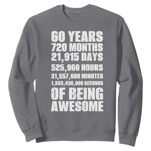 Cheers To 60 Years Birthday Sweatshirt Sixty Years Of Awesome TS12 Charcoal Print Your Wear