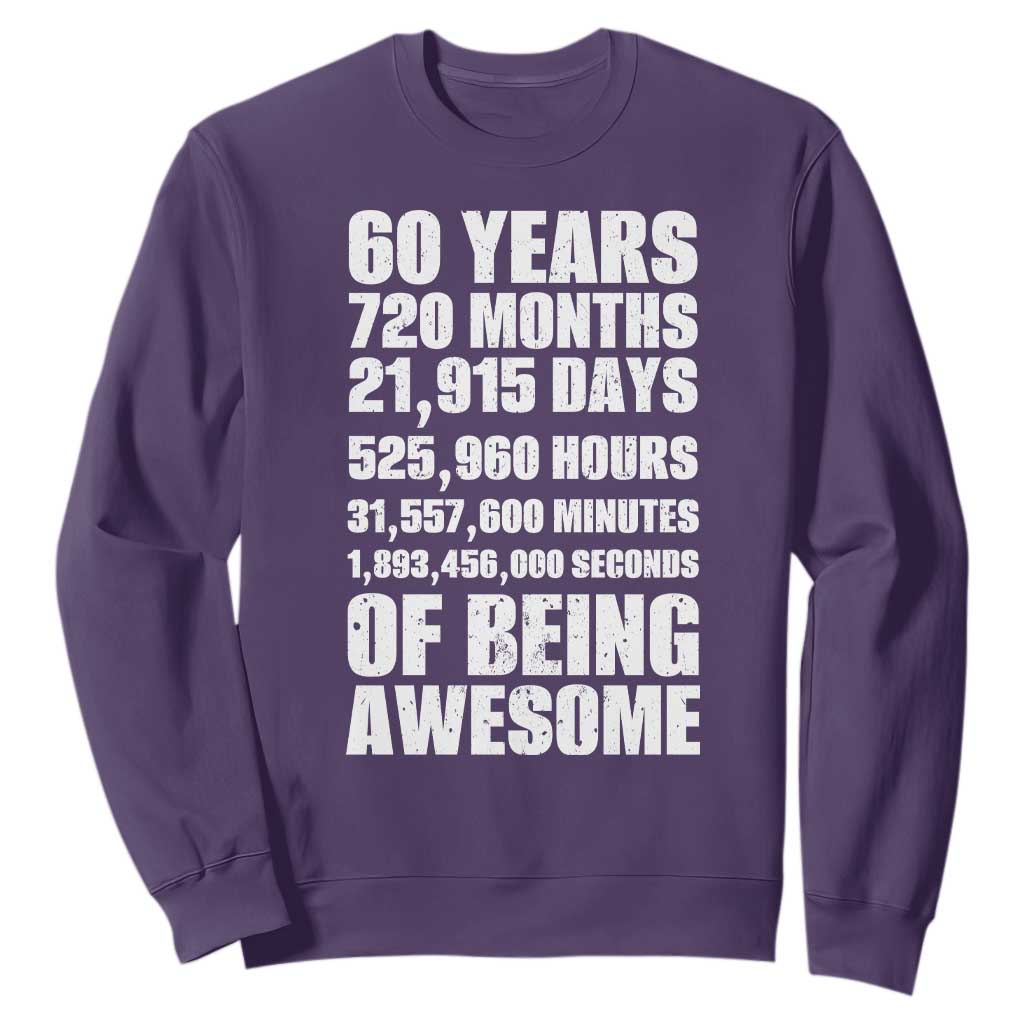 Cheers To 60 Years Birthday Sweatshirt Sixty Years Of Awesome TS12 Purple Print Your Wear