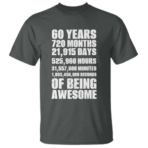 Cheers To 60 Years Birthday T Shirt Sixty Years Of Awesome TS12 Dark Heather Print Your Wear
