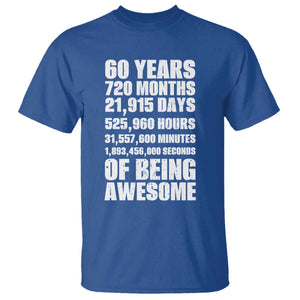 Cheers To 60 Years Birthday T Shirt Sixty Years Of Awesome TS12 Royal Blue Print Your Wear