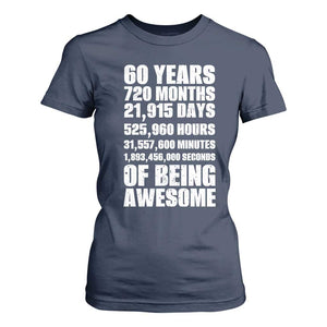 Cheers To 60 Years Birthday T Shirt For Women Sixty Years Of Awesome TS12 Navy Print Your Wear
