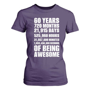 Cheers To 60 Years Birthday T Shirt For Women Sixty Years Of Awesome TS12 Purple Print Your Wear