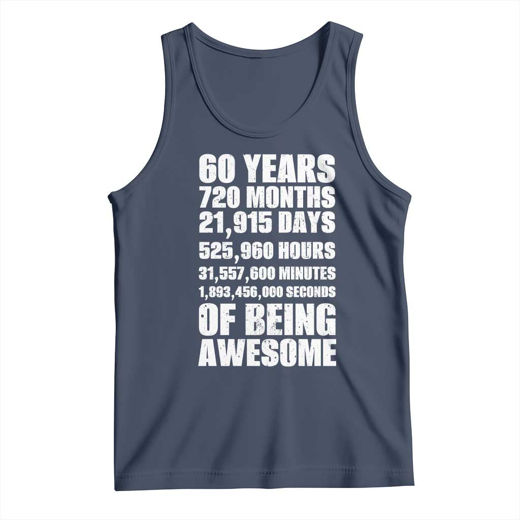 Cheers To 60 Years Birthday Tank Top Sixty Years Of Awesome TS12 Navy Print Your Wear