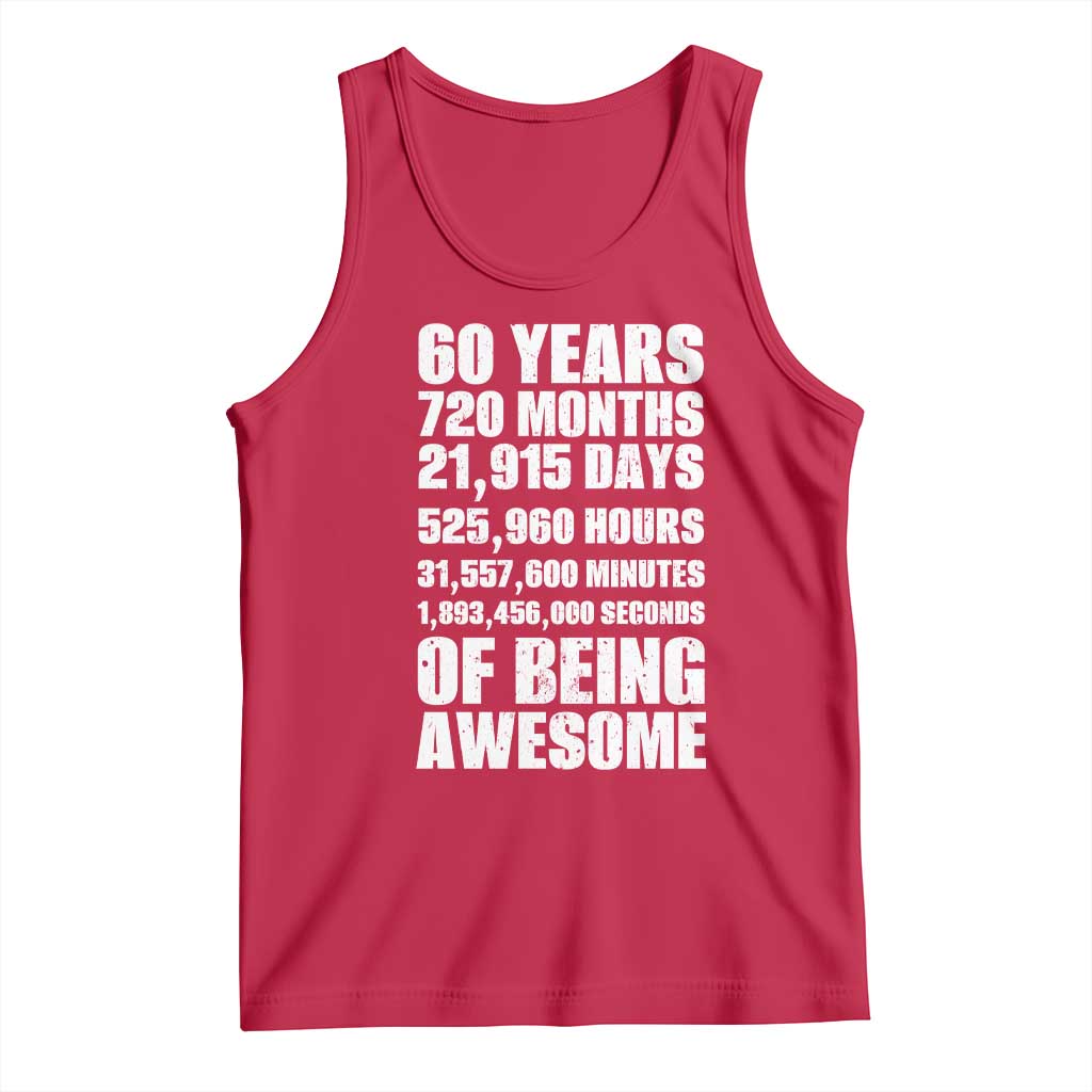 Cheers To 60 Years Birthday Tank Top Sixty Years Of Awesome TS12 Red Print Your Wear