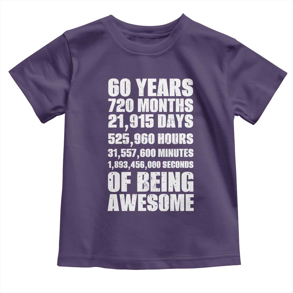 Cheers To 60 Years Birthday Toddler T Shirt Sixty Years Of Awesome TS12 Purple Print Your Wear
