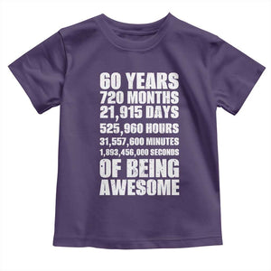 Cheers To 60 Years Birthday Toddler T Shirt Sixty Years Of Awesome TS12 Purple Print Your Wear