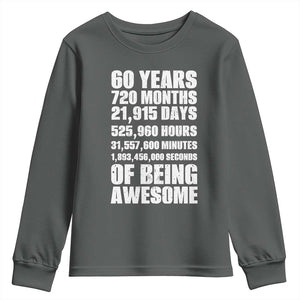 Cheers To 60 Years Birthday Youth Sweatshirt Sixty Years Of Awesome TS12 Dark Heather Print Your Wear