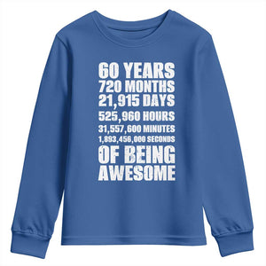 Cheers To 60 Years Birthday Youth Sweatshirt Sixty Years Of Awesome TS12 Royal Blue Print Your Wear