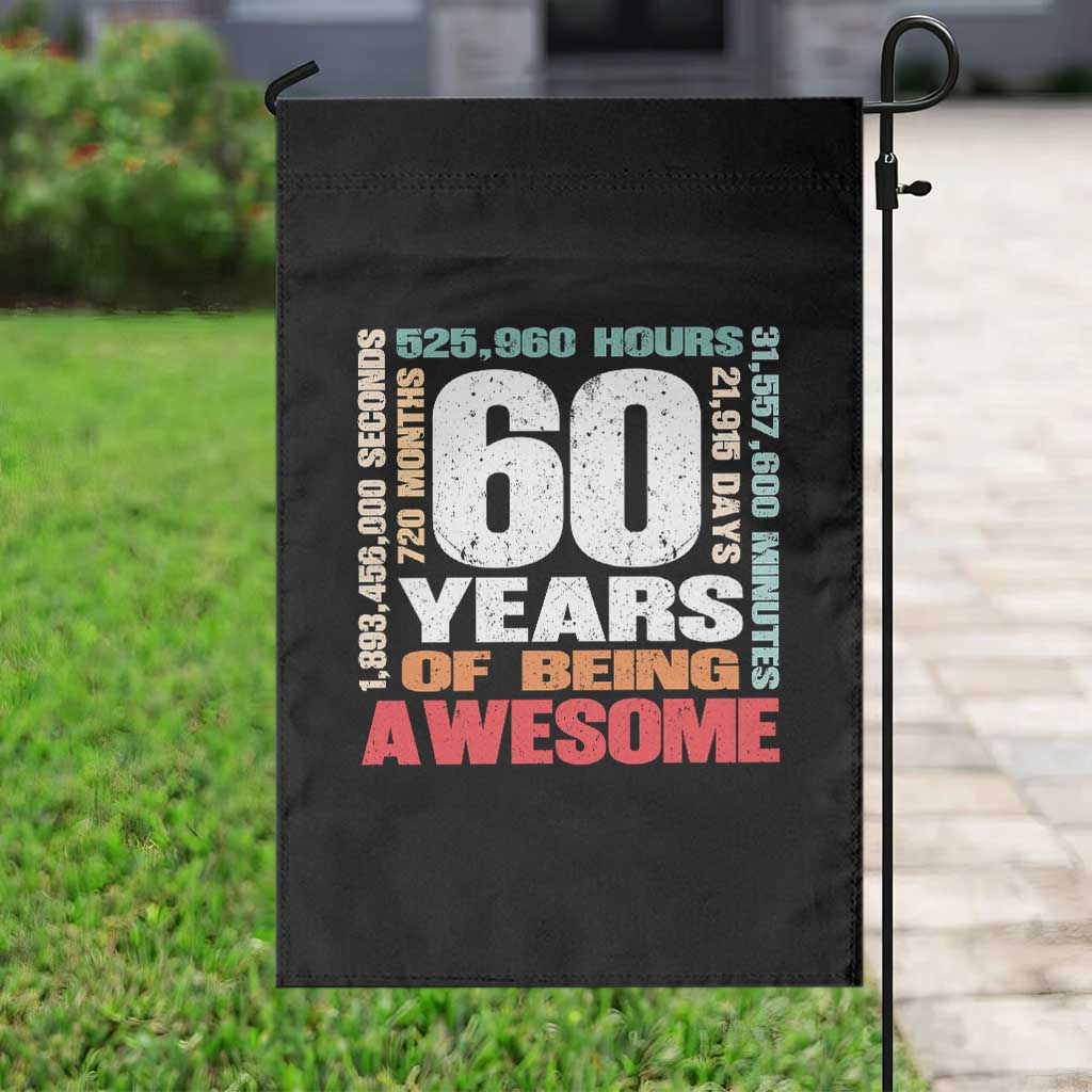 Retro 60 Years Of Being Awesome Garden Flag 60th Birthday Gift Idea TS12 Print Your Wear