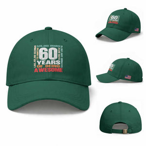 Retro 60 Years Of Being Awesome Baseball Cap 60th Birthday Gift Idea TS12 Baseball Cap Universal Fit Irish Green Print Your Wear