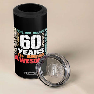 Retro 60 Years Of Being Awesome 4 in 1 Can Cooler Tumbler 60th Birthday Gift Idea TS12 Print Your Wear