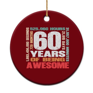 Retro 60 Years Of Being Awesome Ceramic Ornament 60th Birthday Gift Idea TS12 1pc Red Print Your Wear