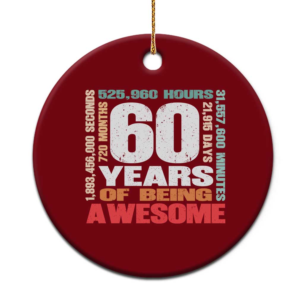 Retro 60 Years Of Being Awesome Ceramic Ornament 60th Birthday Gift Idea TS12 1pc Red Print Your Wear