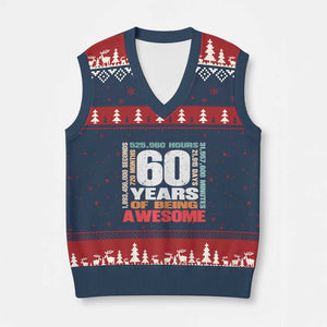 Retro 60 Years Of Being Awesome V-Neck Knit Sweater Vest 60th Birthday Gift Idea TS12 Navy Red Print Your Wear