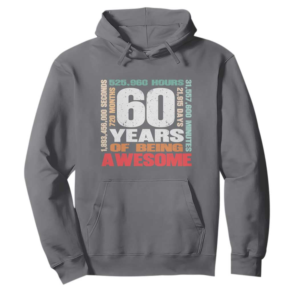 Retro 60 Years Of Being Awesome Hoodie 60th Birthday Gift Idea TS12 Charcoal Print Your Wear