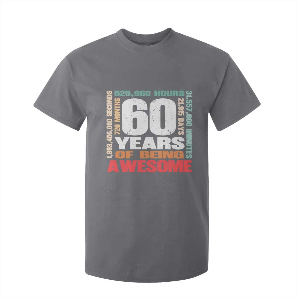 Retro 60 Years Of Being Awesome T Shirt For Kid 60th Birthday Gift Idea TS12 Charcoal Print Your Wear