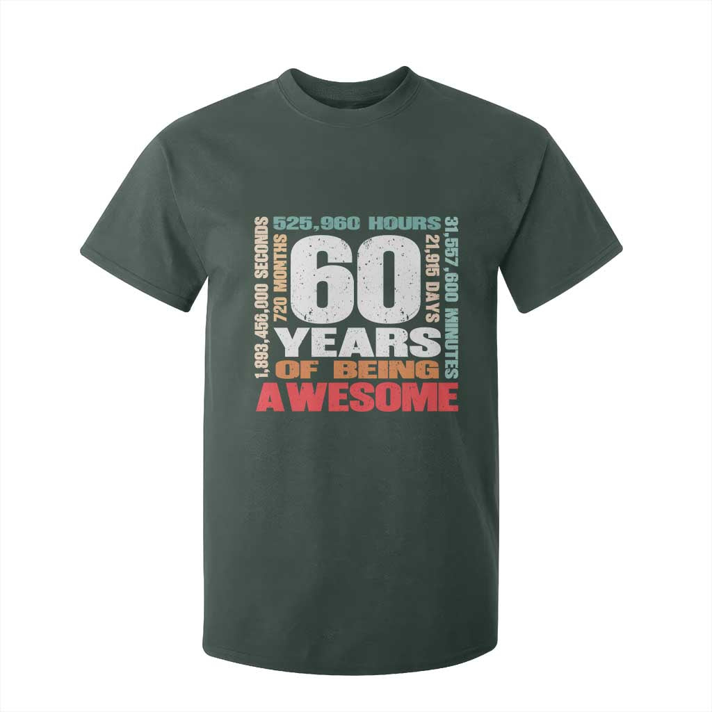 Retro 60 Years Of Being Awesome T Shirt For Kid 60th Birthday Gift Idea TS12 Dark Forest Green Print Your Wear