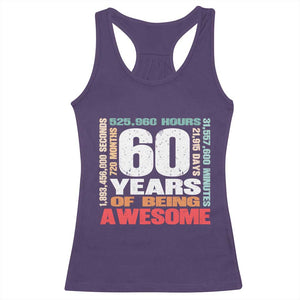Retro 60 Years Of Being Awesome Racerback Tank Top 60th Birthday Gift Idea TS12 Purple Print Your Wear